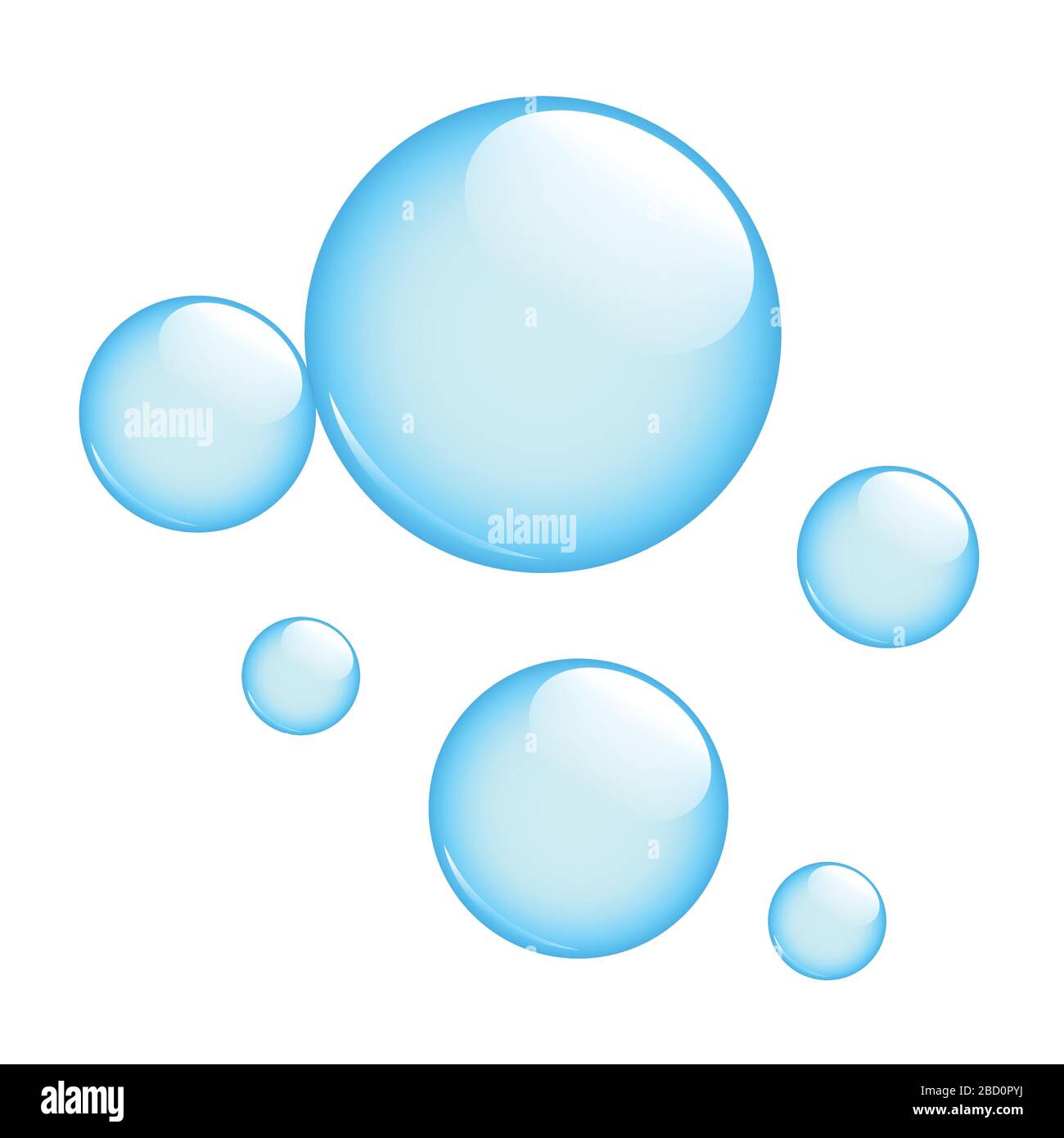 shiny blue soap bubbles isolated on white background vector ...