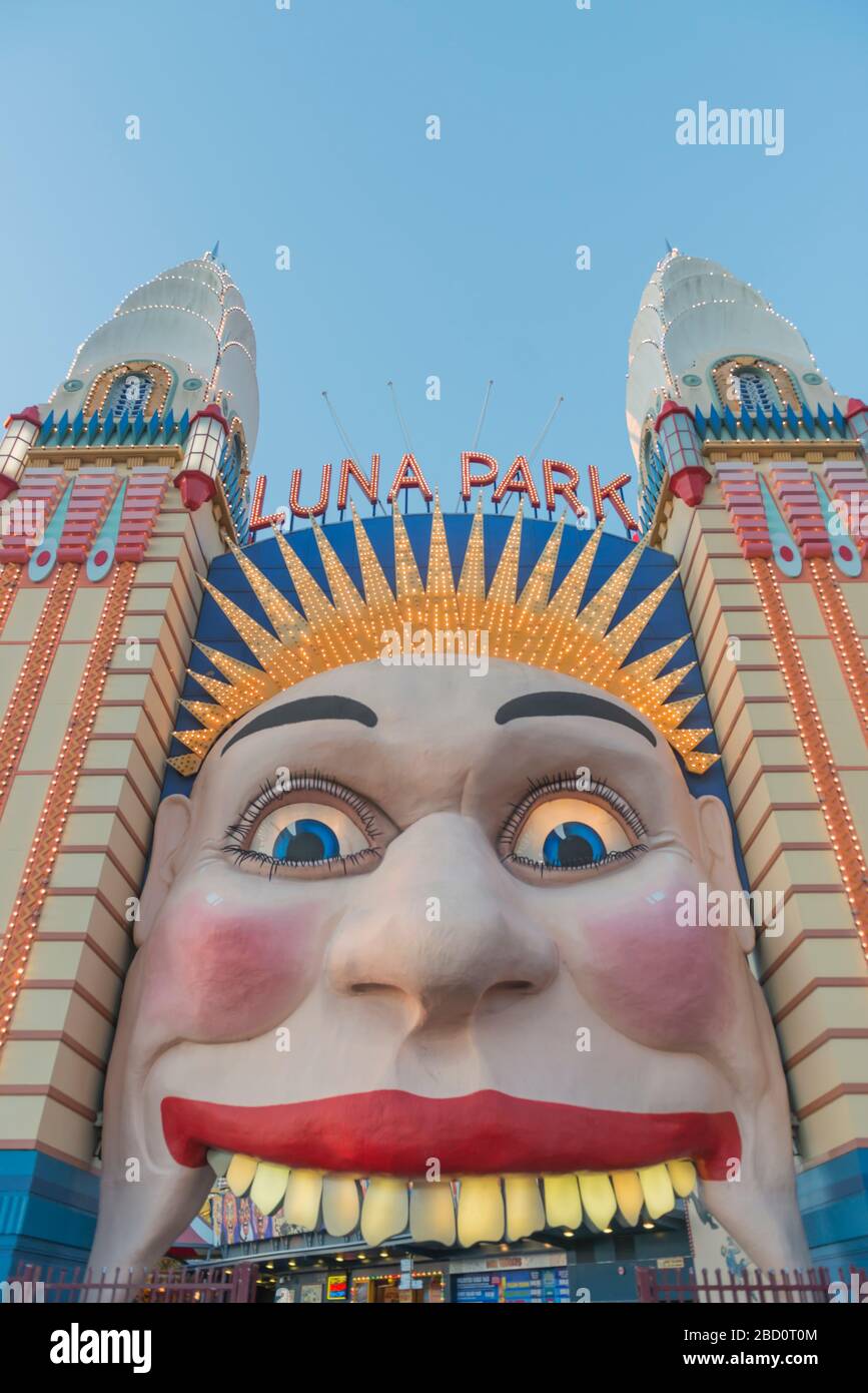 Luna Park entrance, Sydney, New South Wales, Australia, Stock Photo