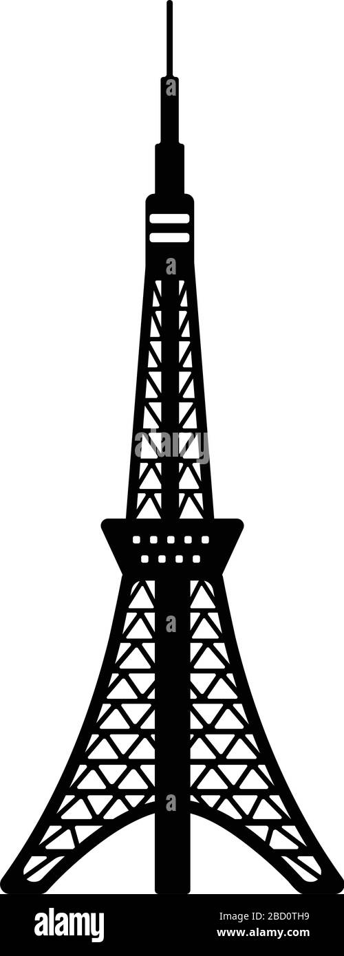 Tokyo landmark building flat vector illustration / Tokyo tower Stock Vector