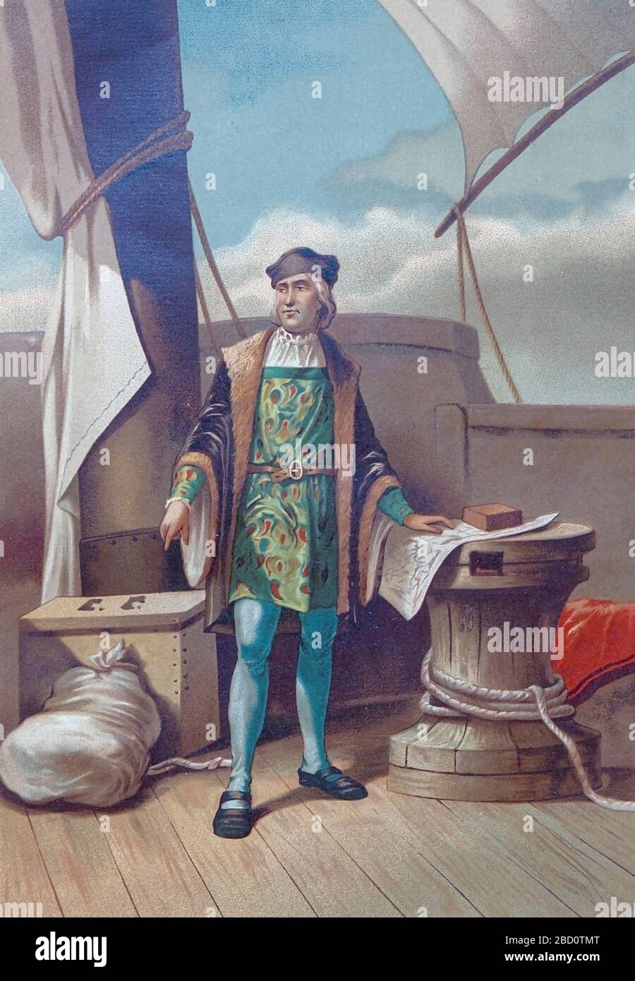 Christopher Columbus [Cristobal Colon] on his sail ship La ciencia y