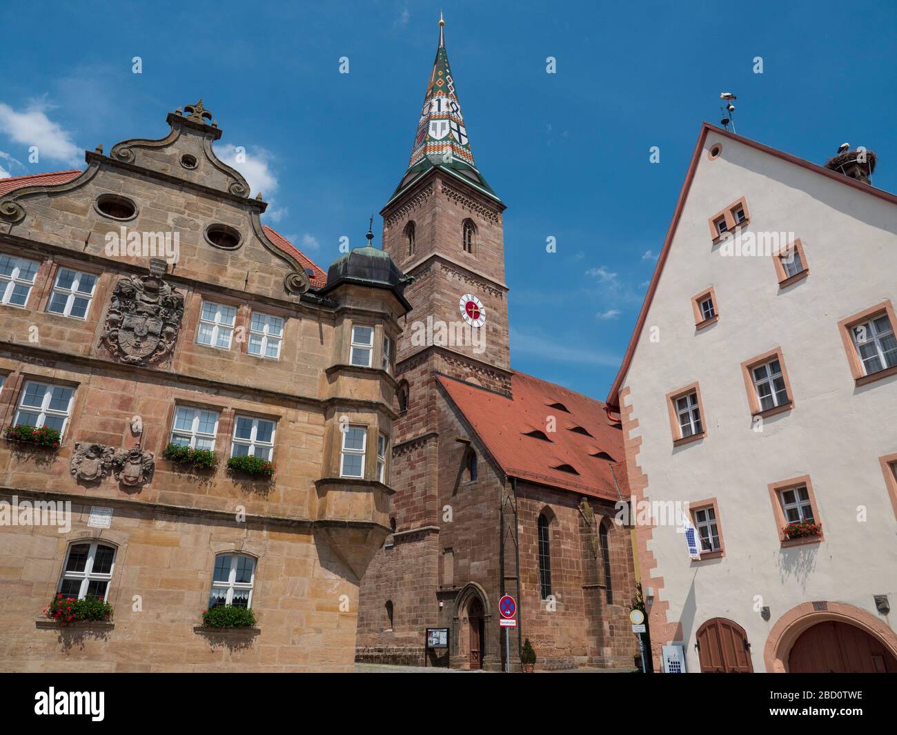 Wolframs-Eschenbach, Rathaus und Münster, Altmühltal, Franken, Bayern, Deutschland Stock Photo