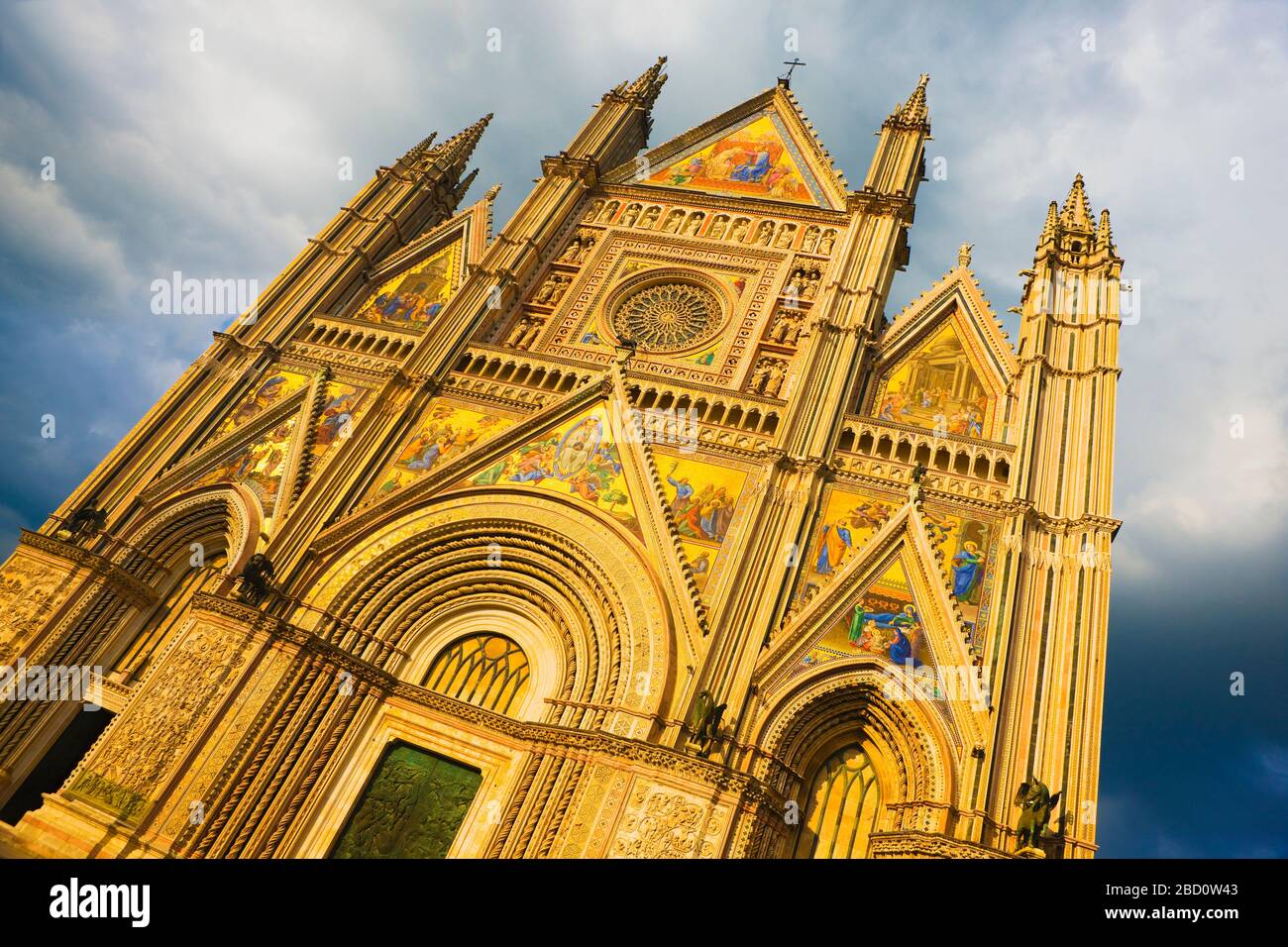 Italy, Umbria, Orvieto, Cathedral, Front Facade Stock Photo
