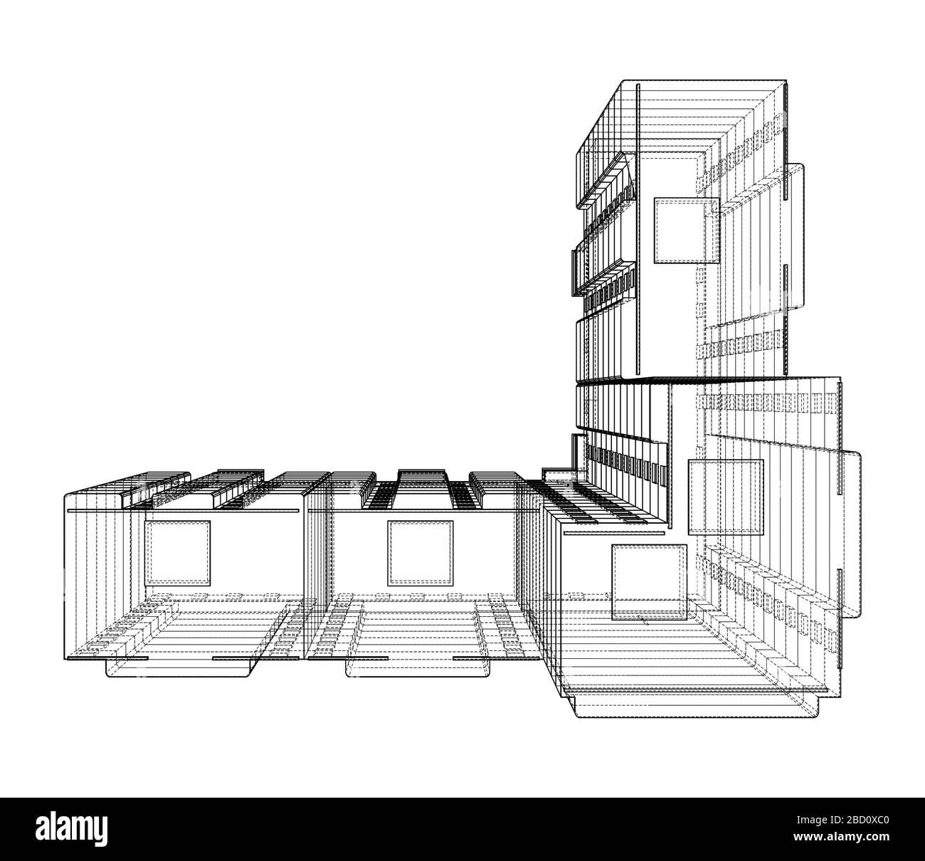 Vector wireframe model of a multistorey building Stock Vector Image