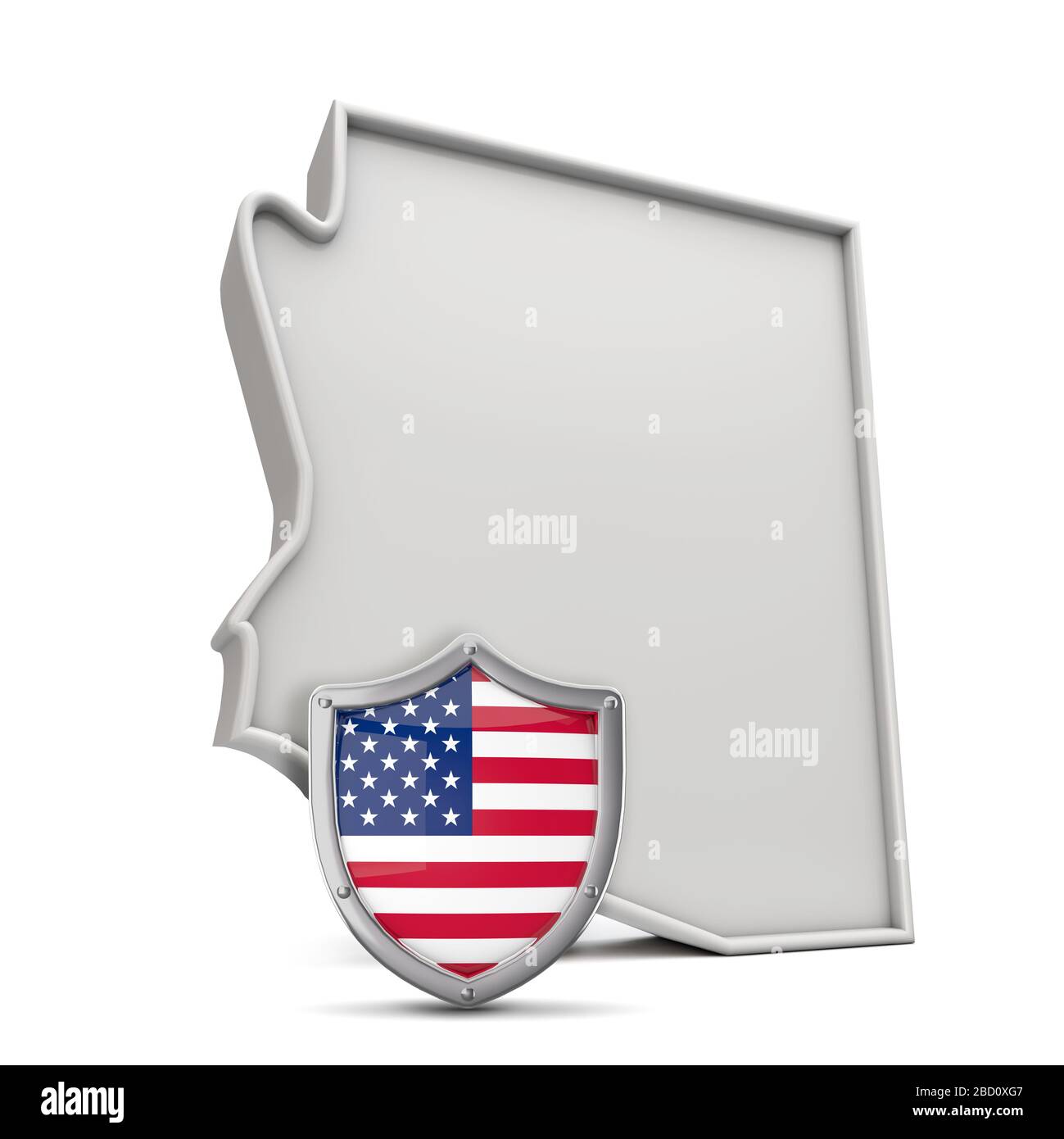 American state of Arizona, with stars and stripes shield. 3D Rendering Stock Photo