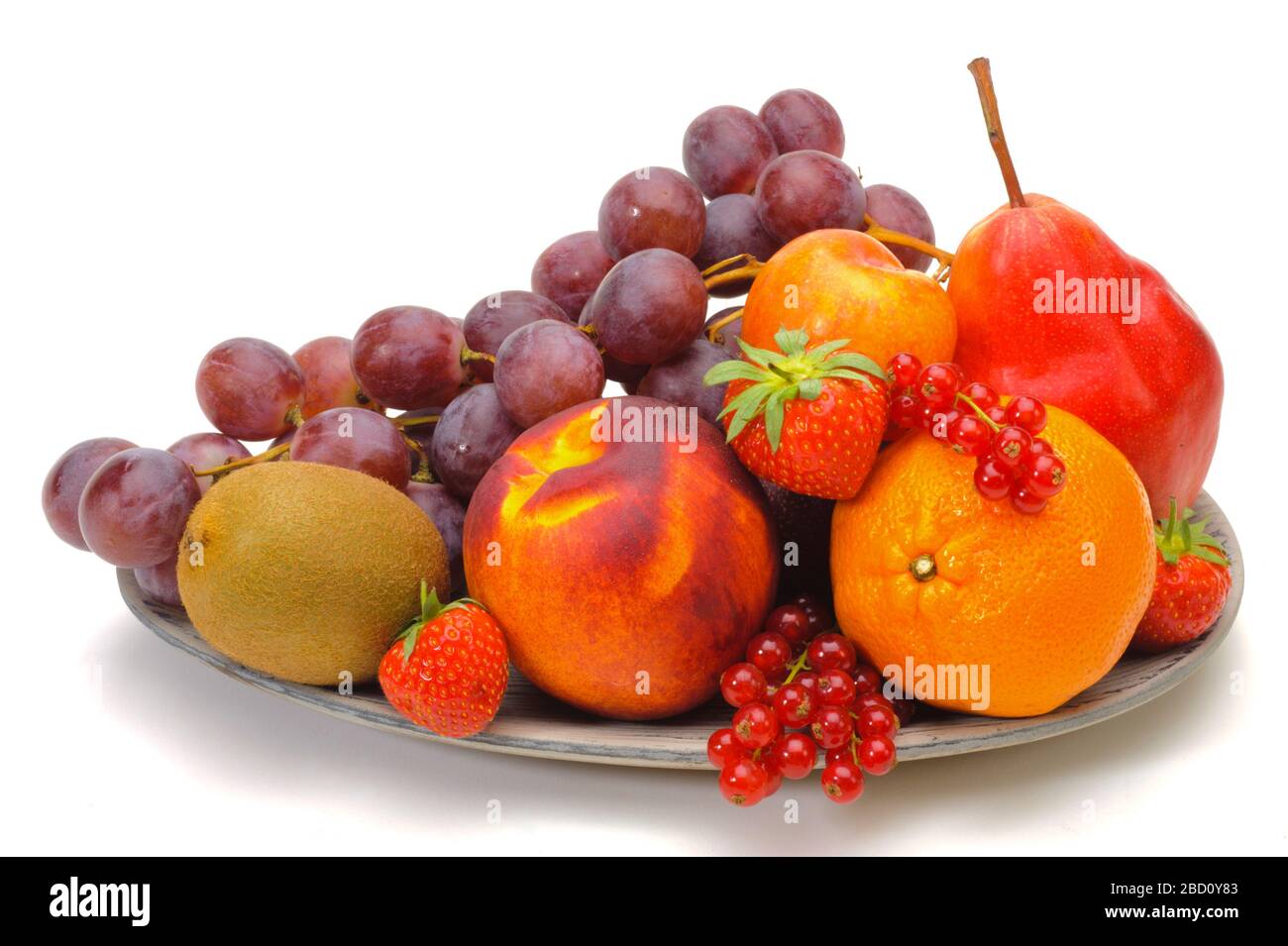 mixed fruit plate on white background Stock Photo Alamy