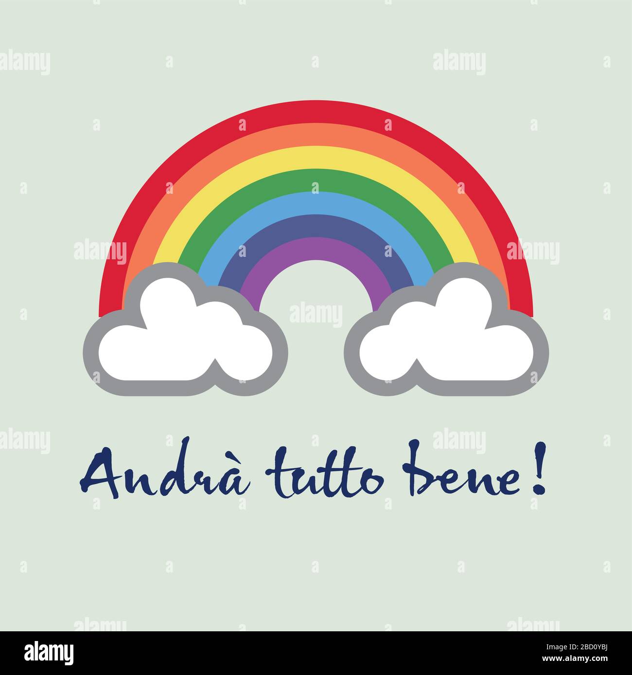 A rainbow for hope and wish: Andrà tutto bene - Everything gonna be alright Stock Vector