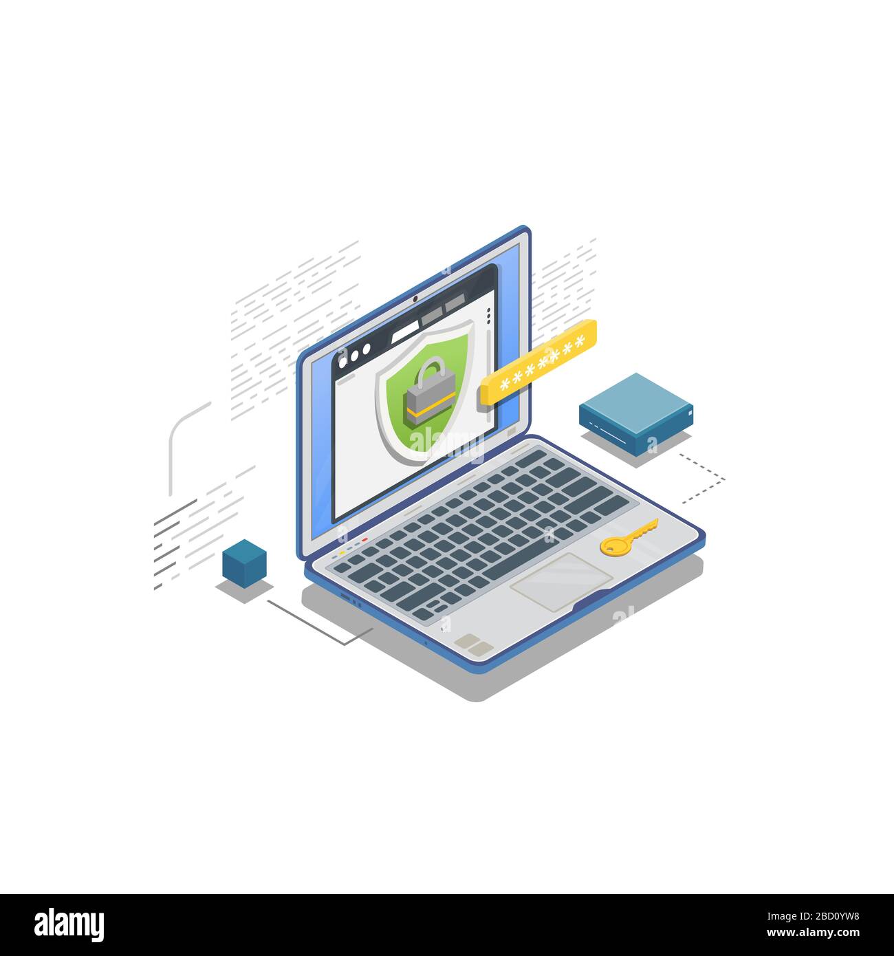 Data protection isometric banner Stock Vector