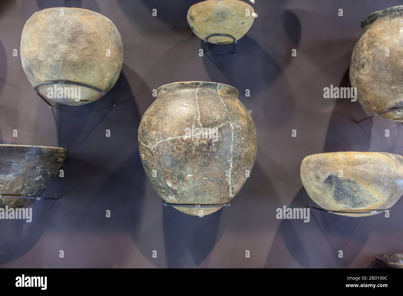 Barcelona, Spain Dec 27th, 2019 Argaric culture pottery. Catalan