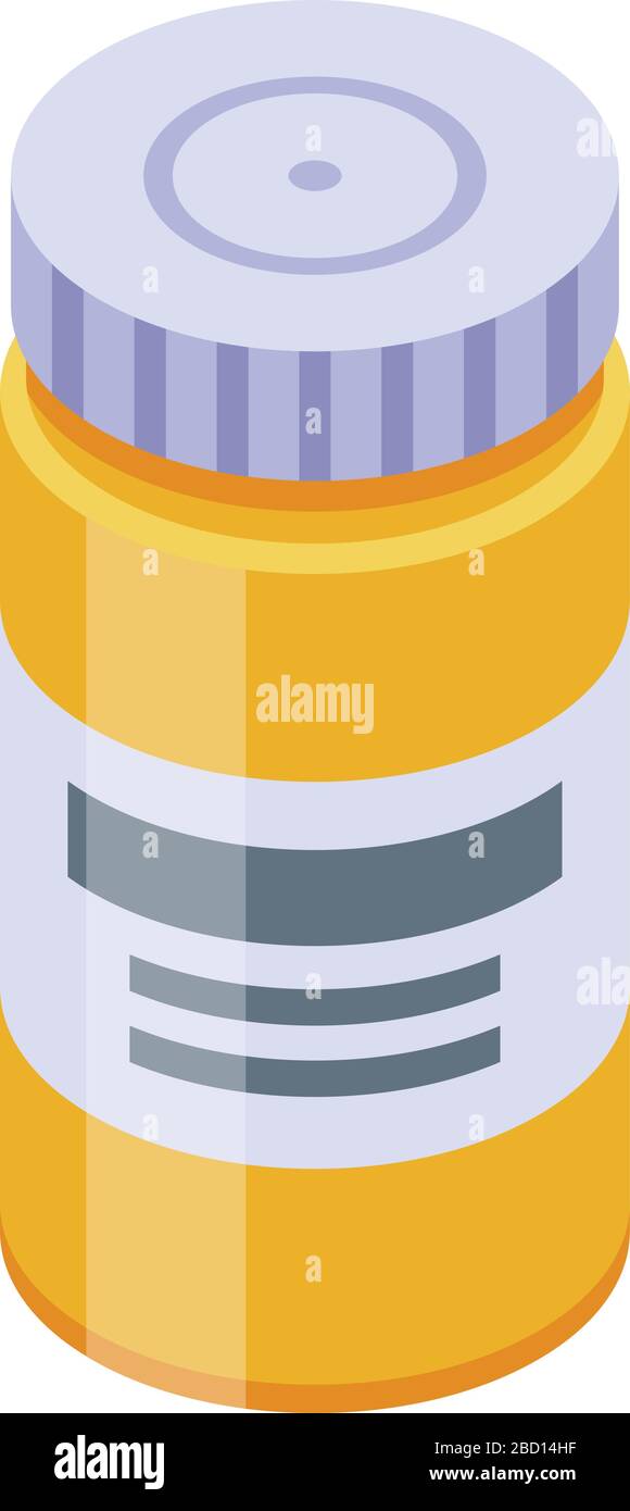 Drug pill jar icon, isometric style Stock Vector