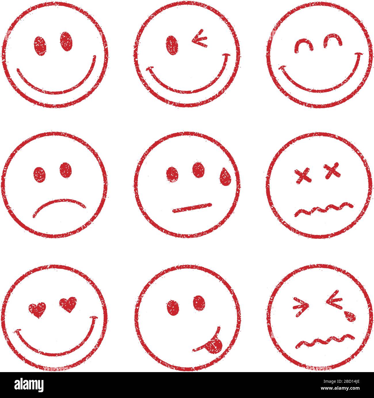 emoticons /smiley face stamp icon set (smile,cheerful,sad,heart,wink,crying etc.) Stock Vector