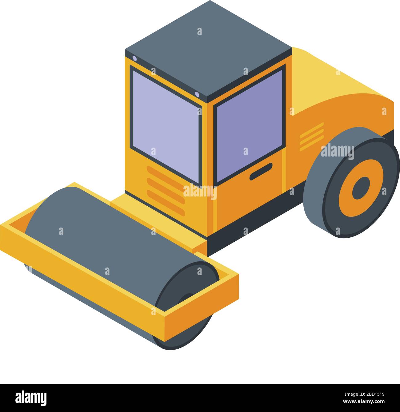 Road construction roller icon, isometric style Stock Vector