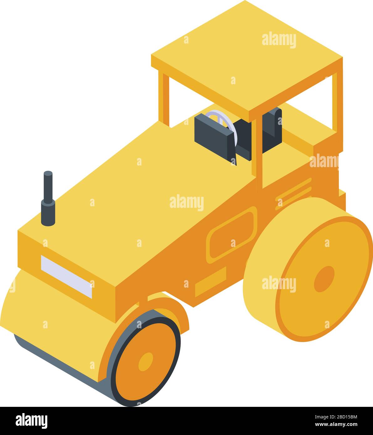 Yellow road roller icon, isometric style Stock Vector