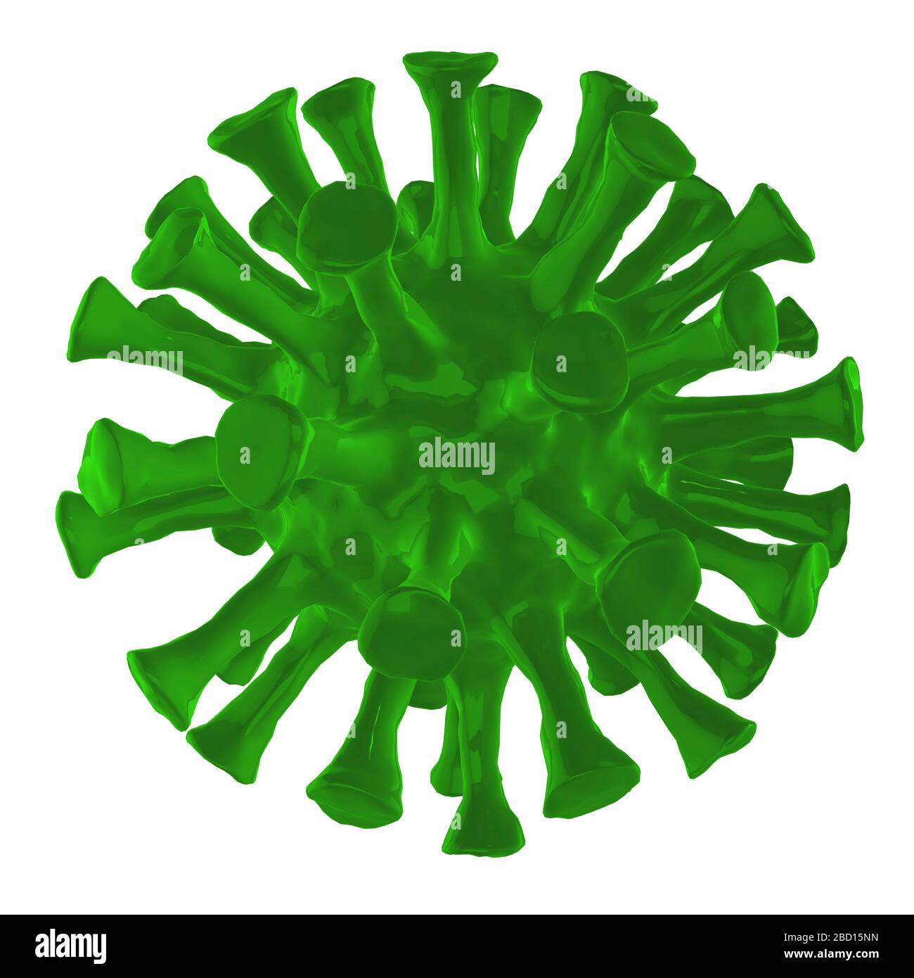 3d model of a RNA corona virus covid 19 pathogen cut out  against a plain white background allowing room for text Stock Photo