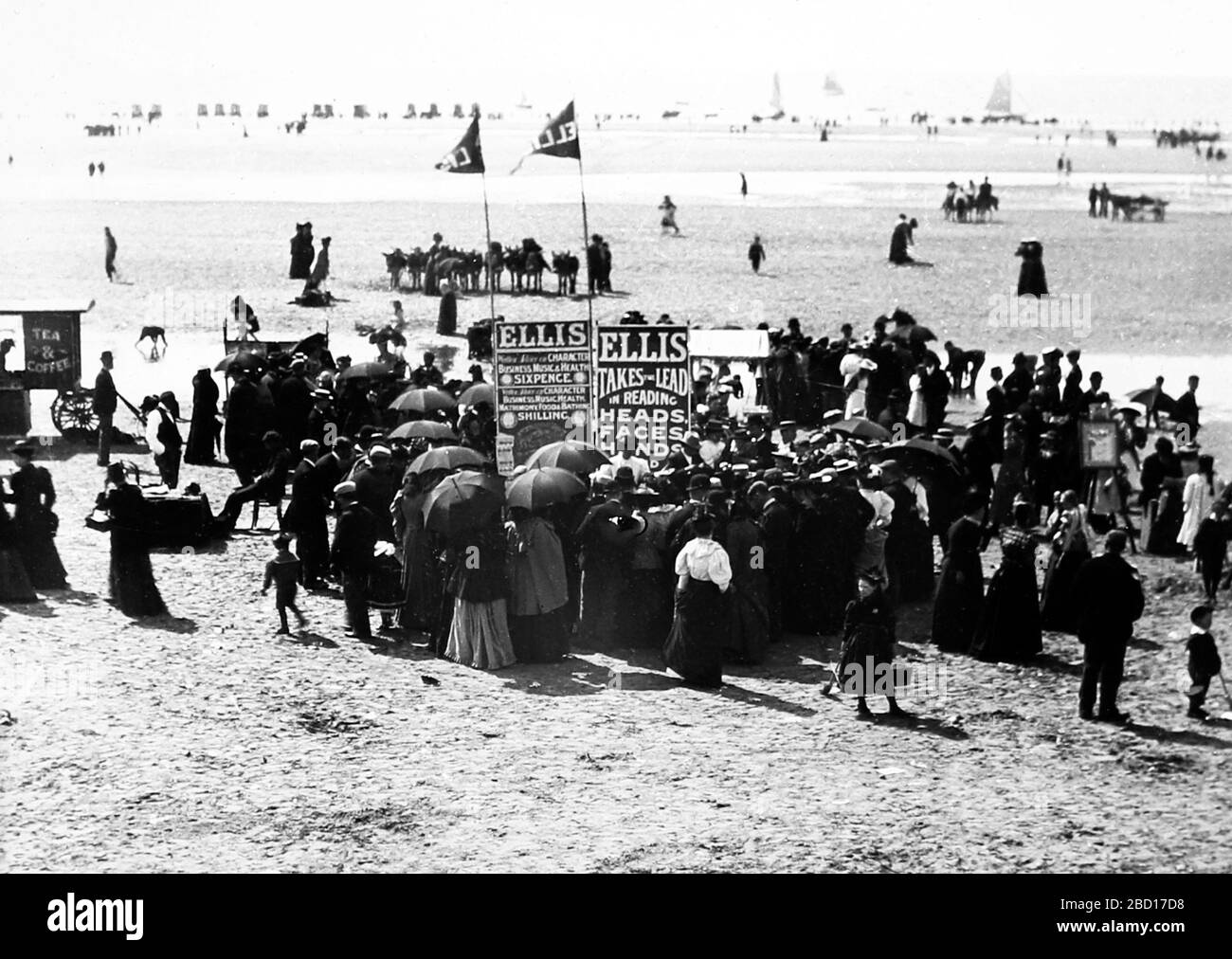 Phrenology booth, Blackpool beach, Victorian period Stock Photo