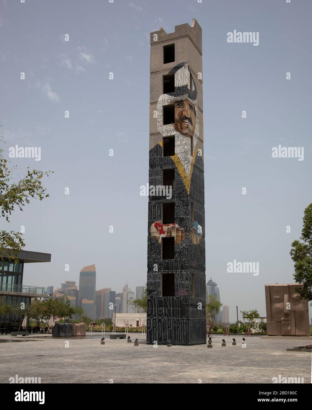 A View of part of the buildings with artwork on them that make up The