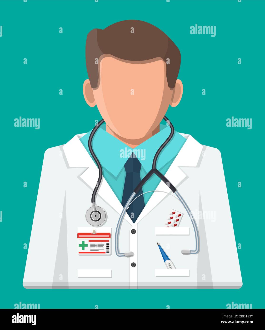 Doctor in white coat with stethoscope. Medical suit with different ...