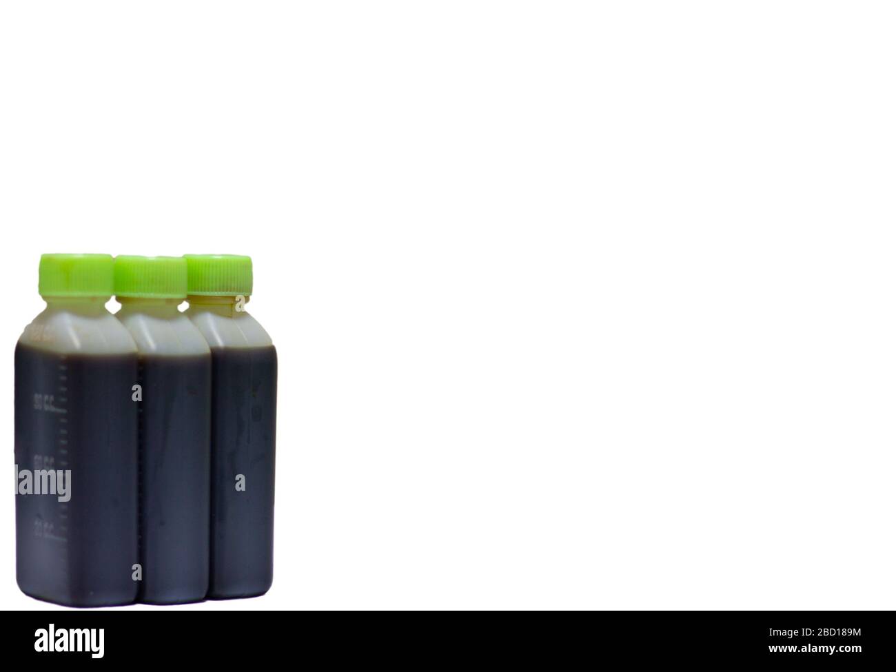 A 120 cc waterbased medicine bottle is used to arrange medication for