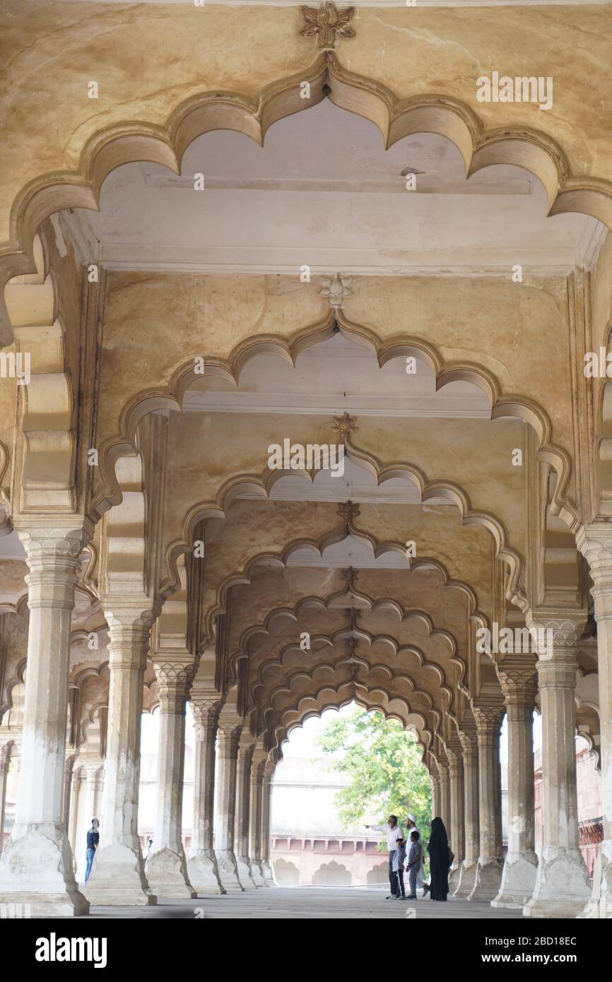 Agra Fort is a historical fort in the city of Agra in India. It was the main residence of the emperors of the Mughal Dynasty until 1638, Stock Photo