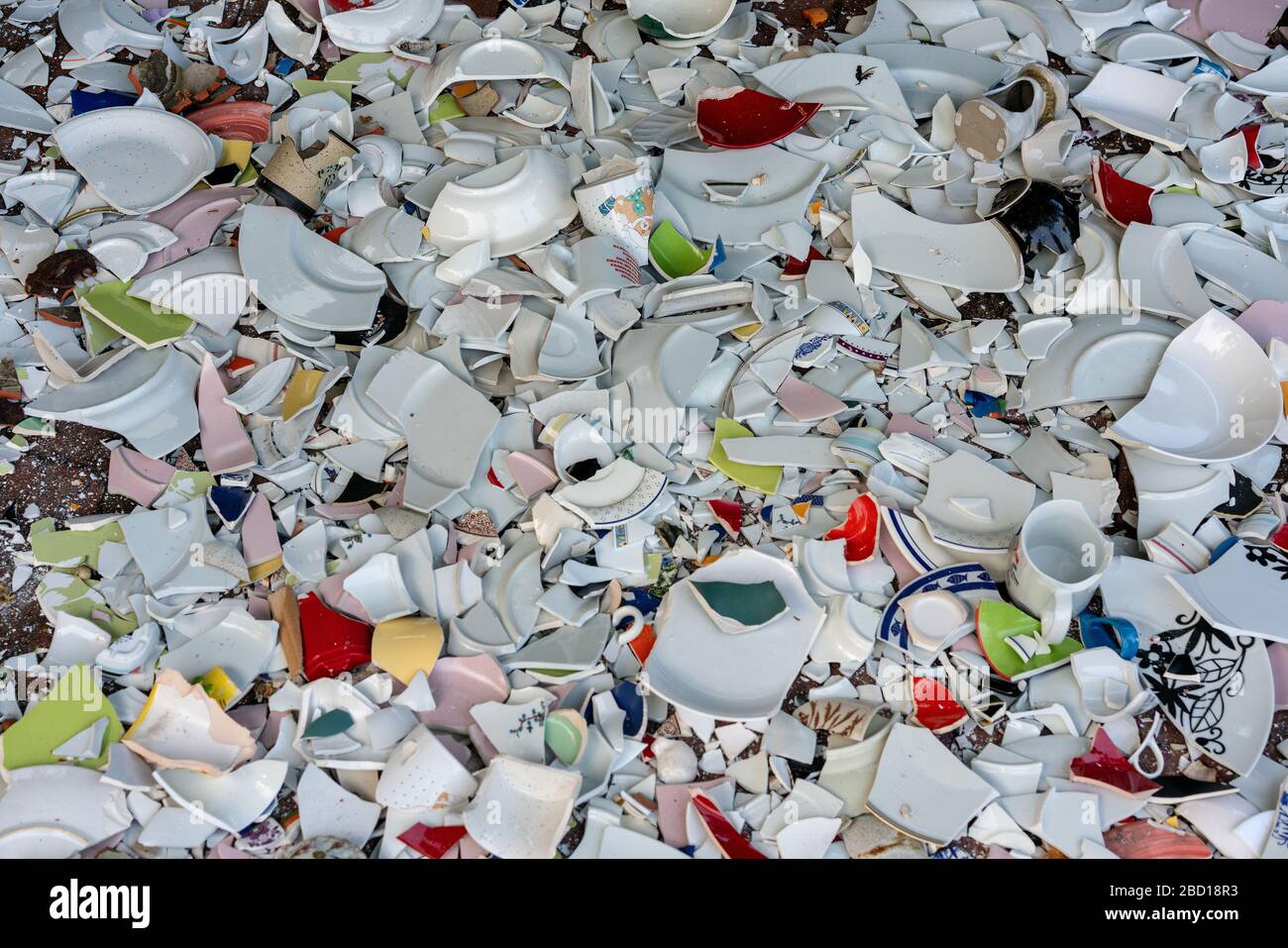 broken porcelain tableware, wedding custom Stock Photo Alamy