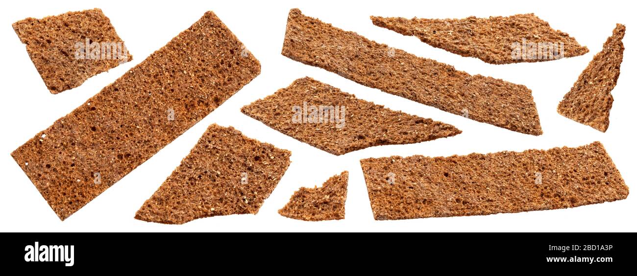 Thin rye crisp bread isolated on white background Stock Photo