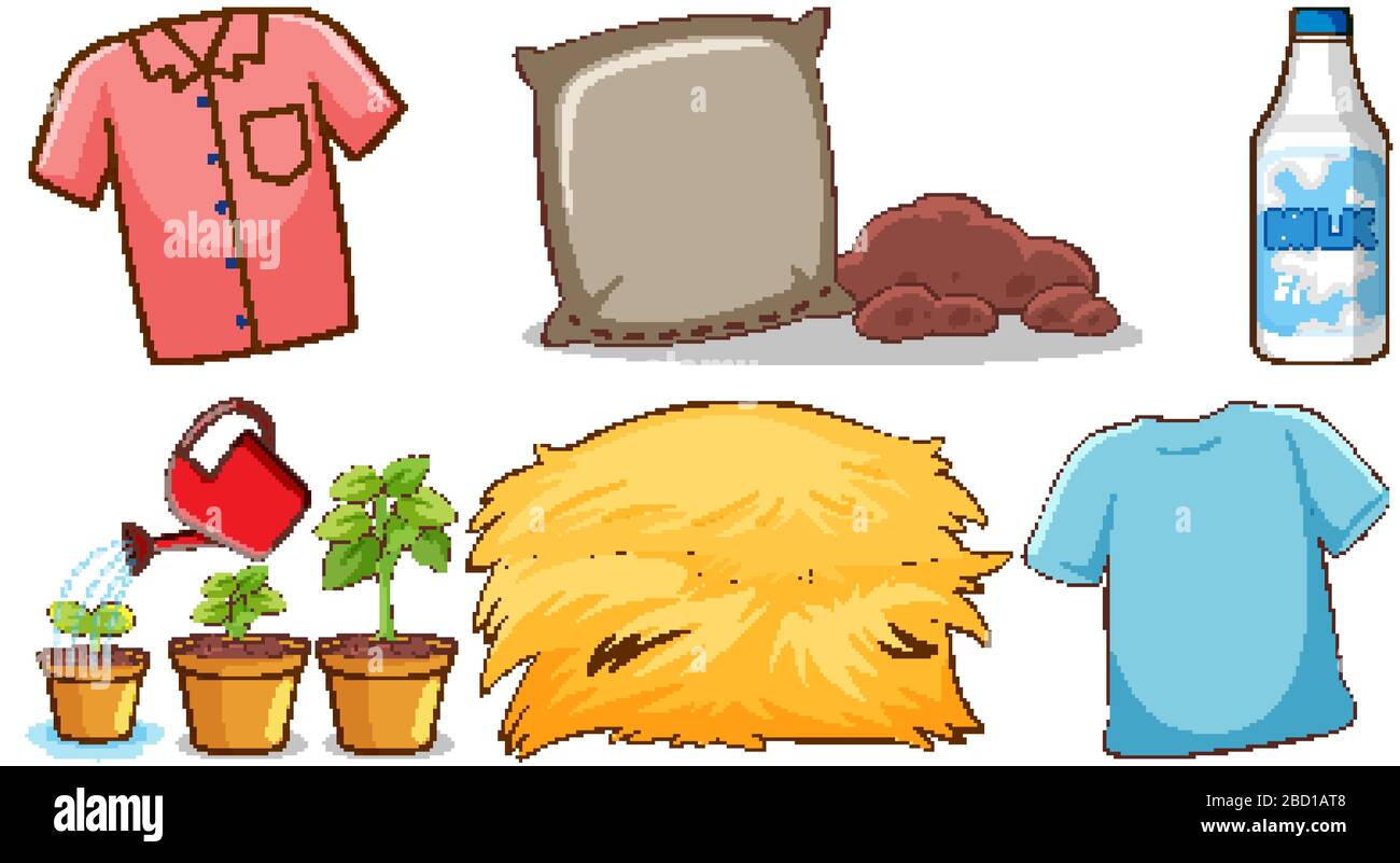 Large set of different items on white background illustration Stock ...