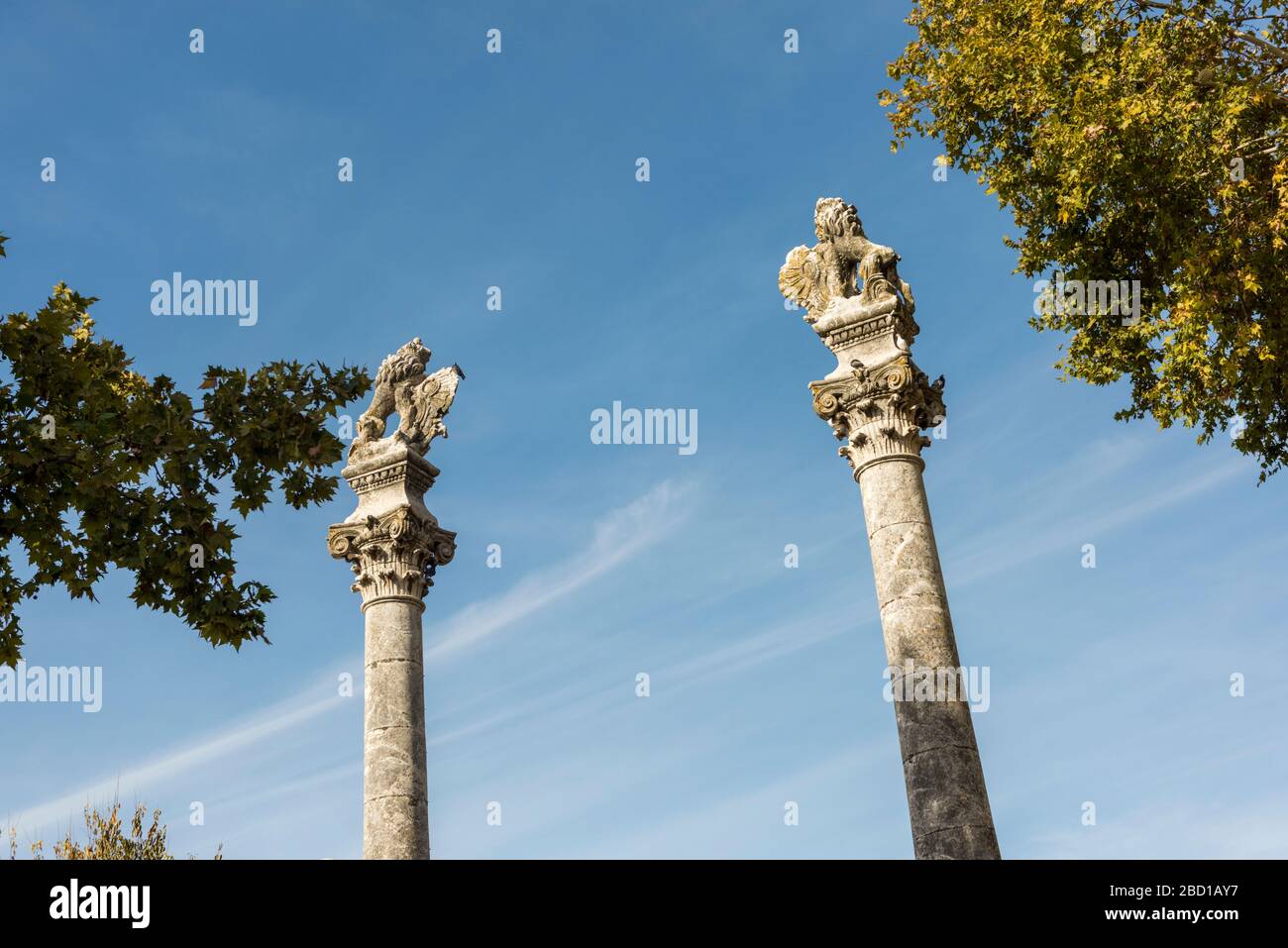 The  Roman pillars of Hercules, Alameda de Hércules, La Alameda in Seville Spain Stock Photo