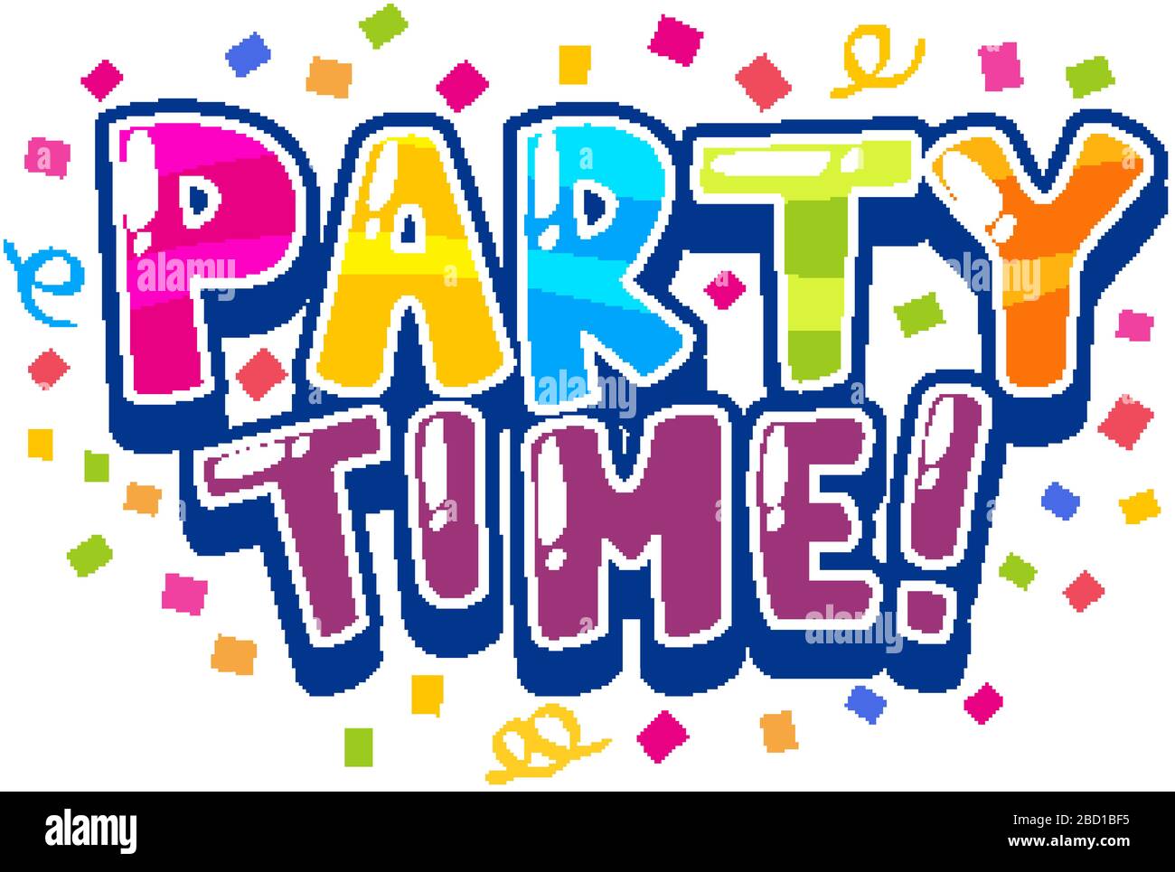 Font design for word party time with cofetti in background illustration