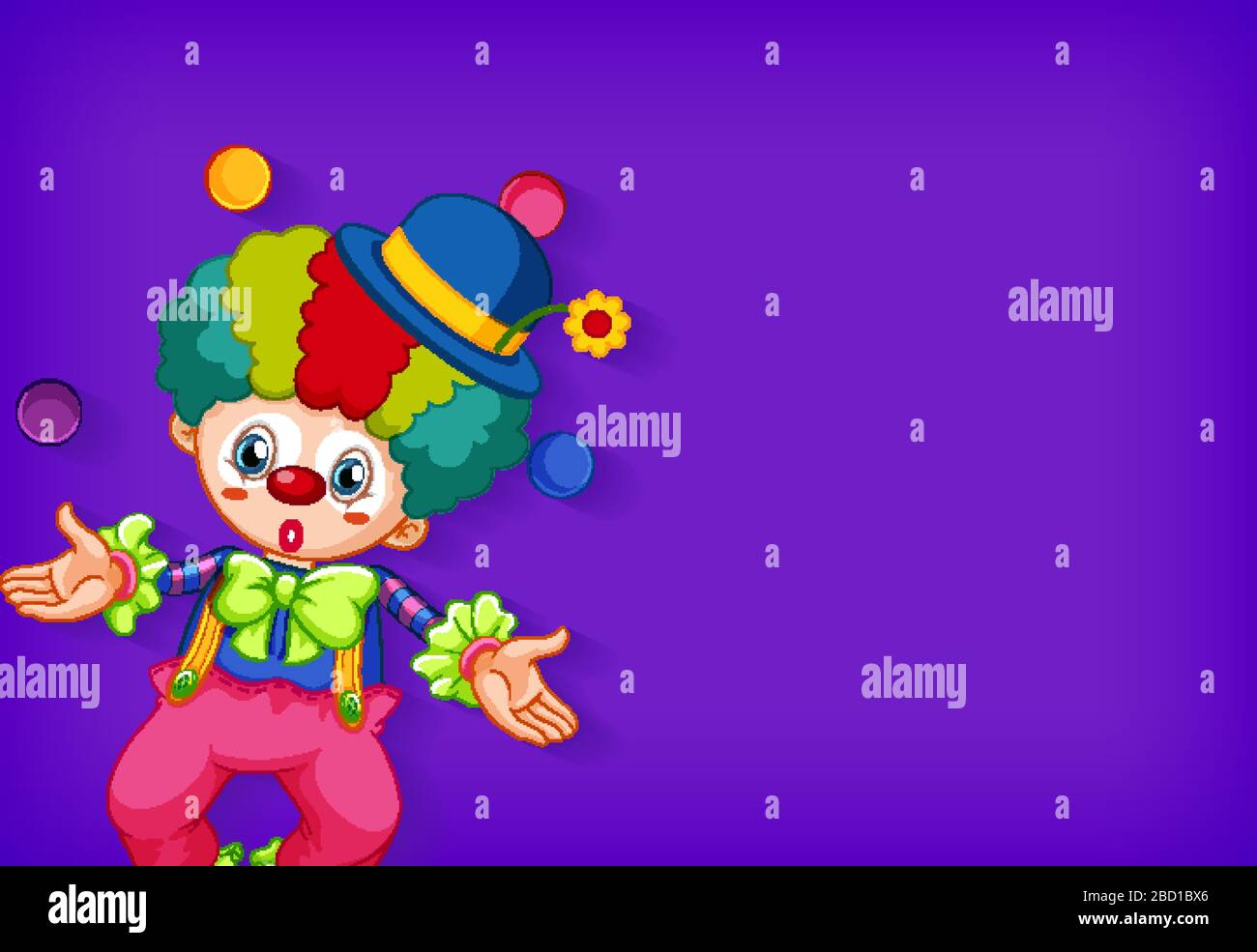 Background template design with happy clown juggling balls illustration ...