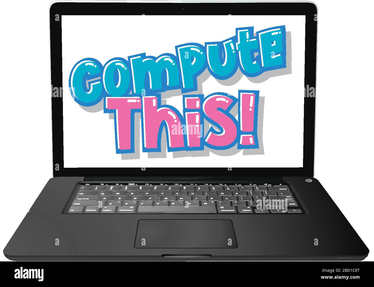 font-design-for-word-compute-this-with-computer-laptop-illustration