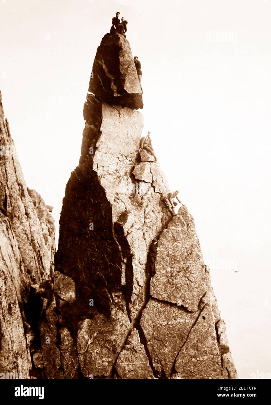 Climbing Great Gable in the Lake District, Victorian period Stock Photo
