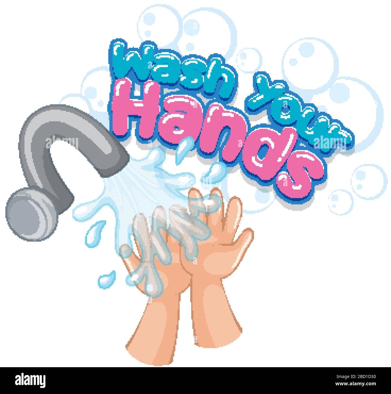 Wash your hands poster design with hands and water illustration Stock ...