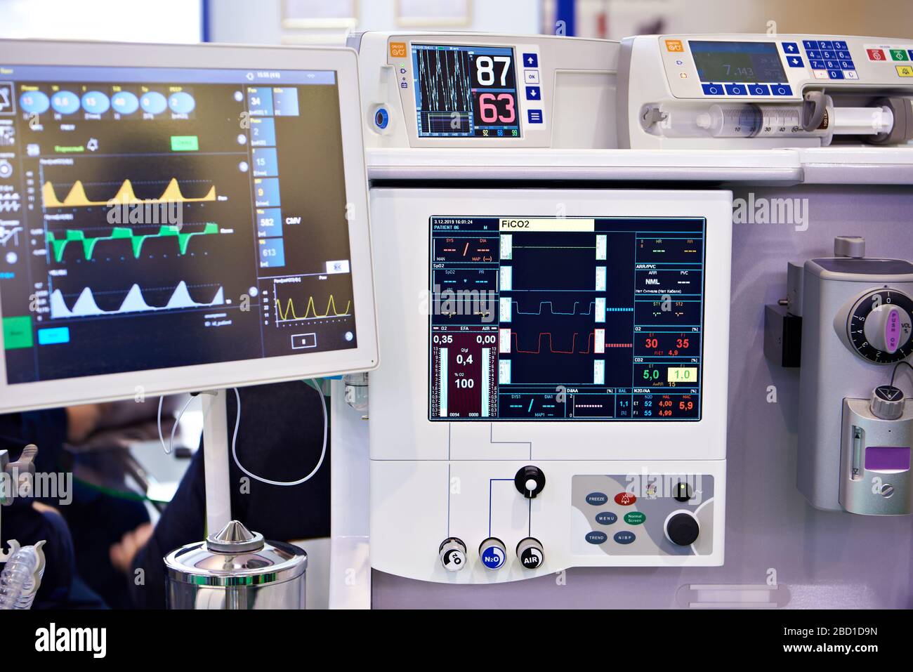Monitors of modern medical devices Stock Photo