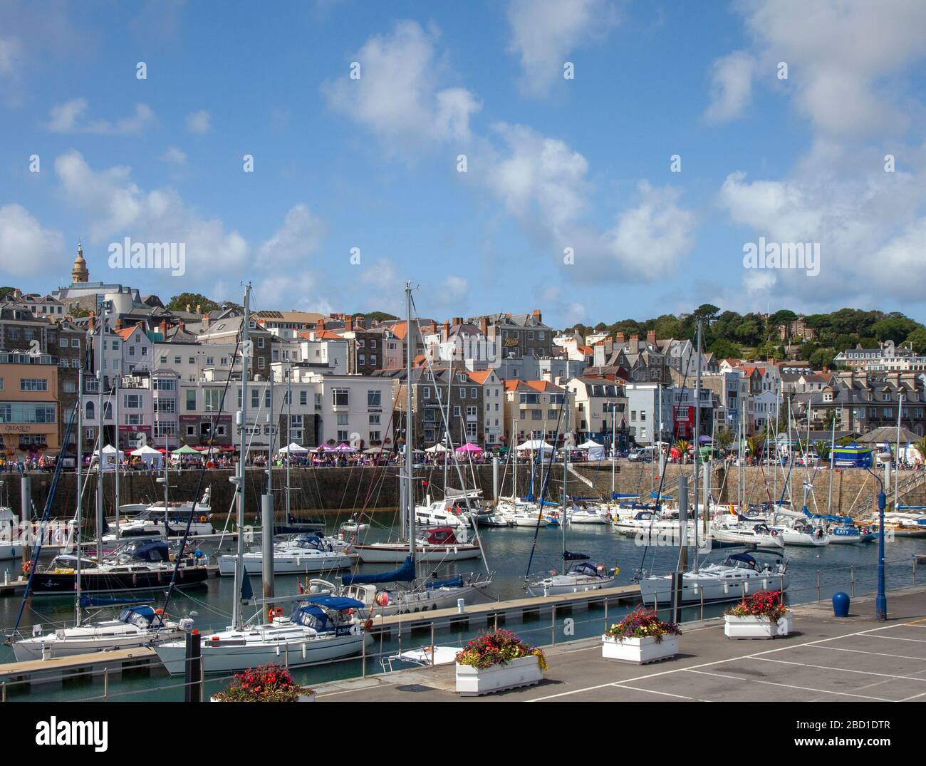 Boat Basin and Waterfront, St. Peter Port, Isle of Guernsey, United Kingdom Stock Photo