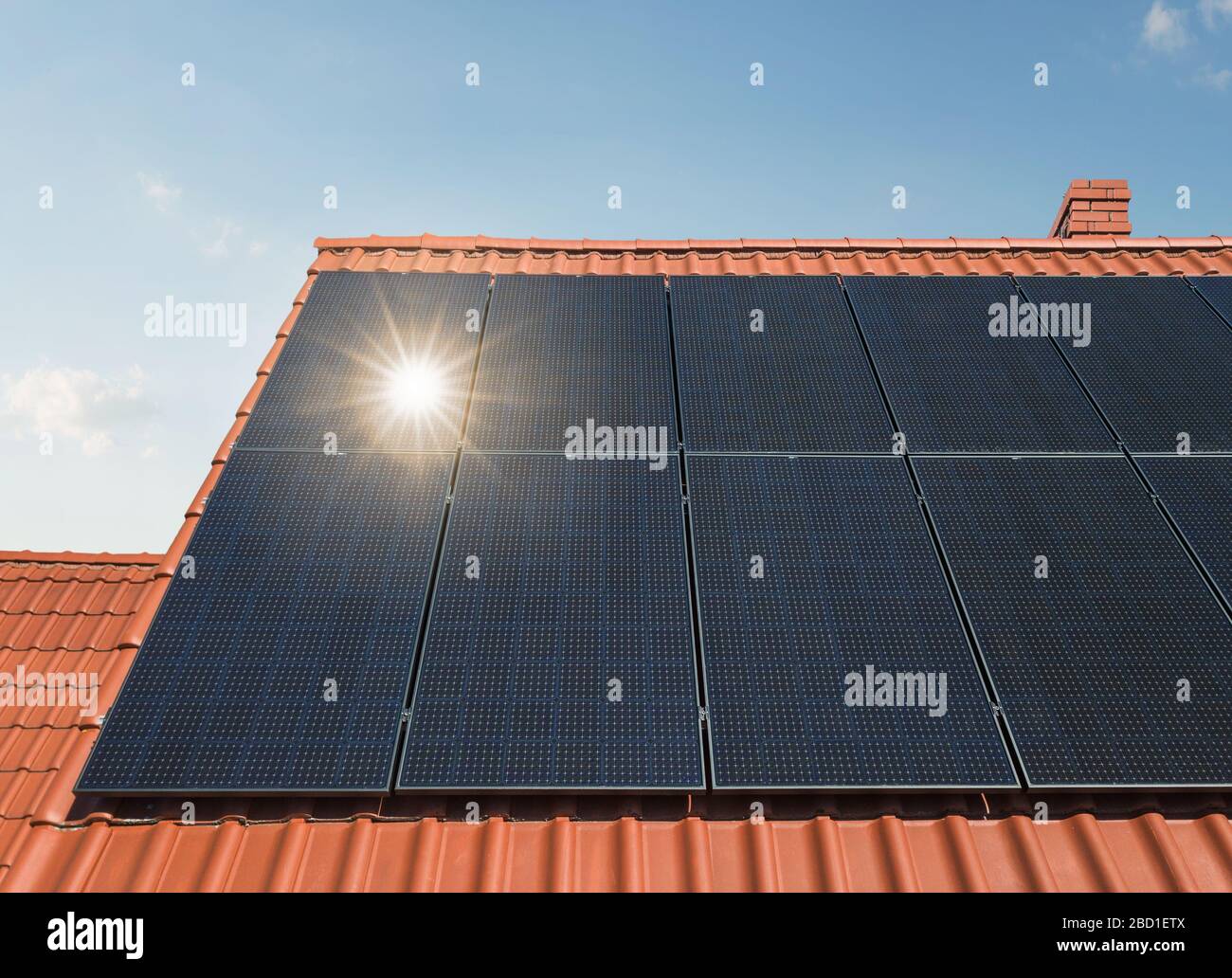 Solar energy panels at the rooftop on a sunny day with copy space Stock ...