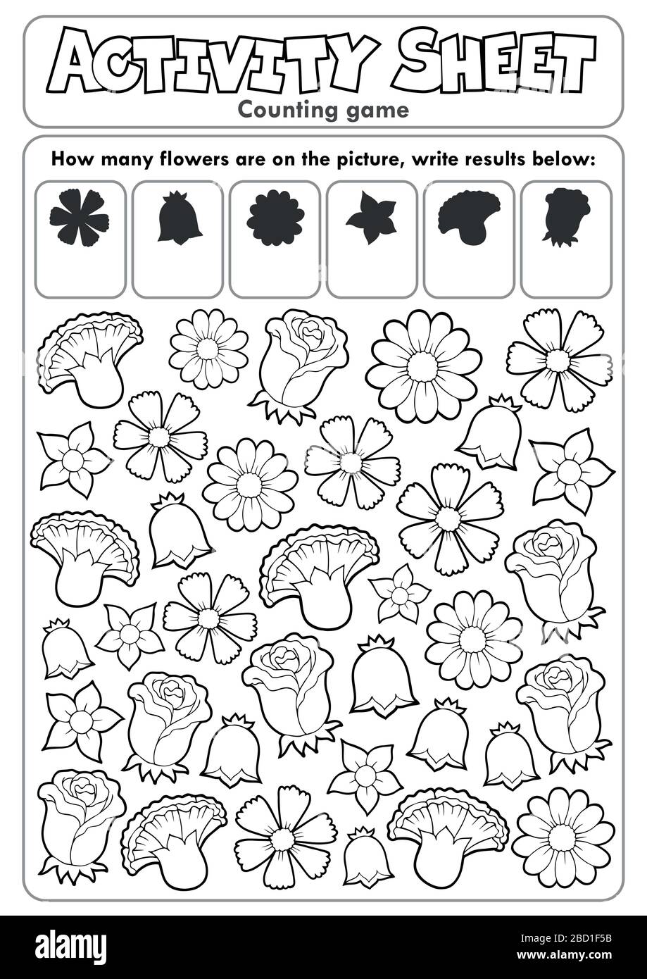 Activity sheet counting game 2 - eps10 vector illustration Stock Vector ...