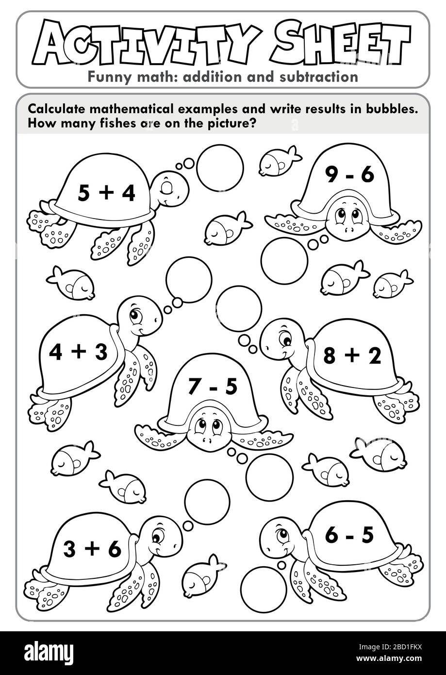 Activity sheet math theme 7 - eps10 vector illustration Stock Vector ...