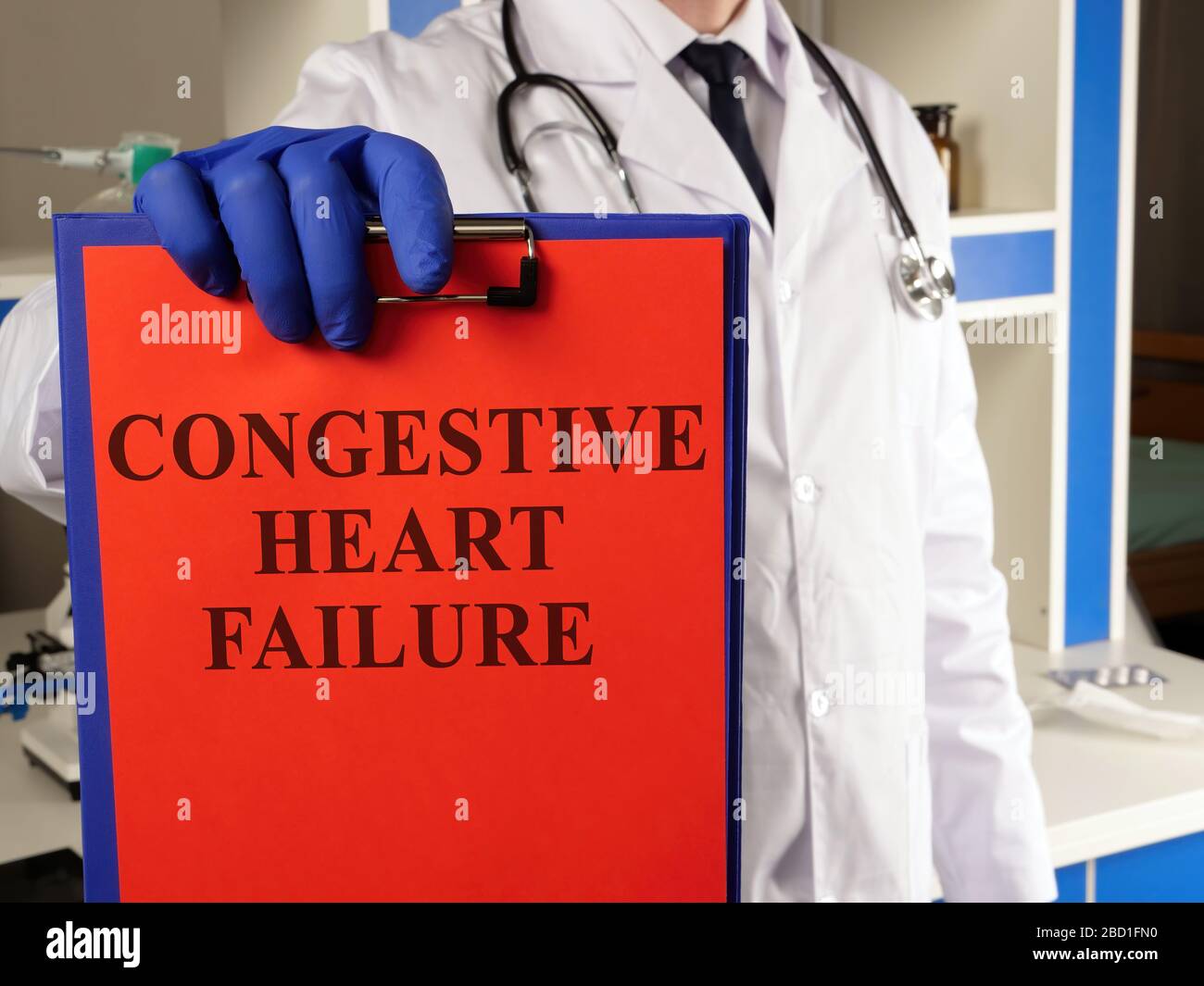 Doctor shows diagnosis Congestive heart failure CHF. Stock Photo