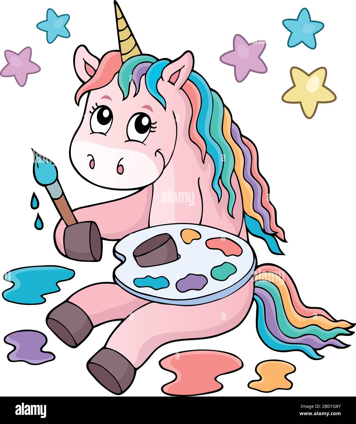 Painting unicorn theme image 1 eps10 vector illustration Stock Vector
