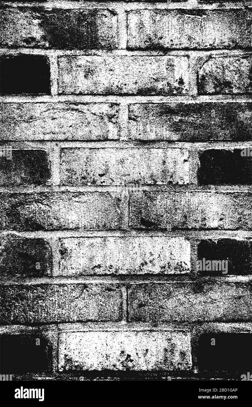 Distress old brick wall texture. Black and white grunge background ...