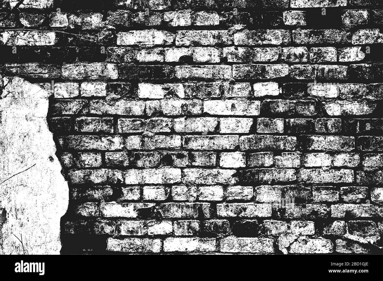Distress old brick wall texture. Black and white grunge background ...