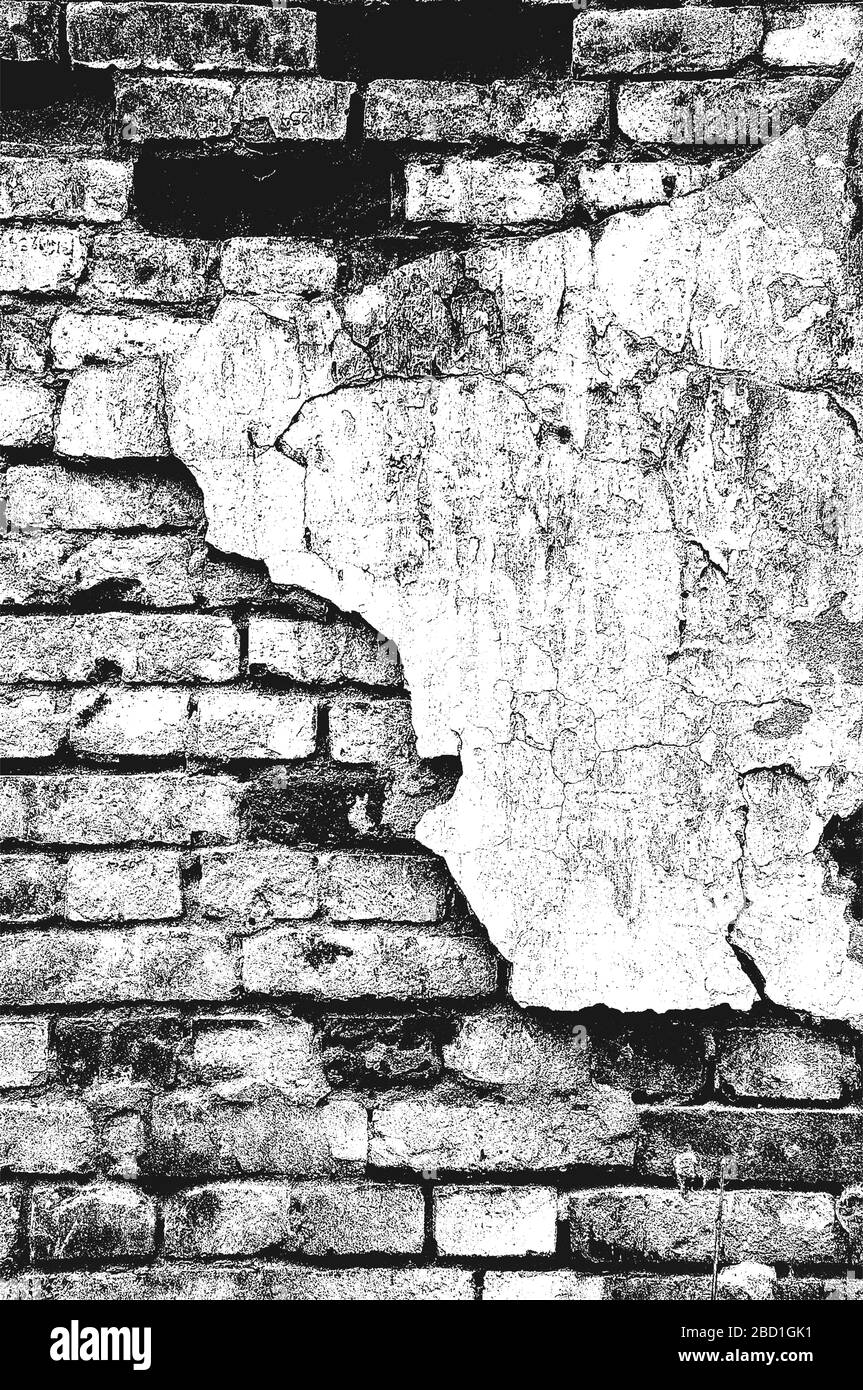 Distress old brick wall texture. Black and white grunge background ...