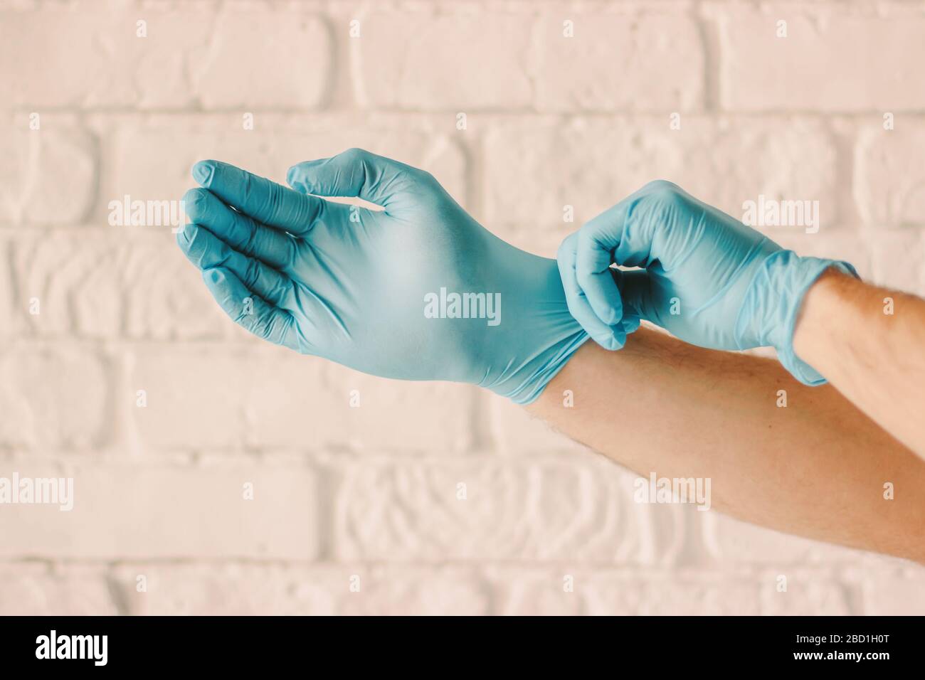 blue hospital gloves