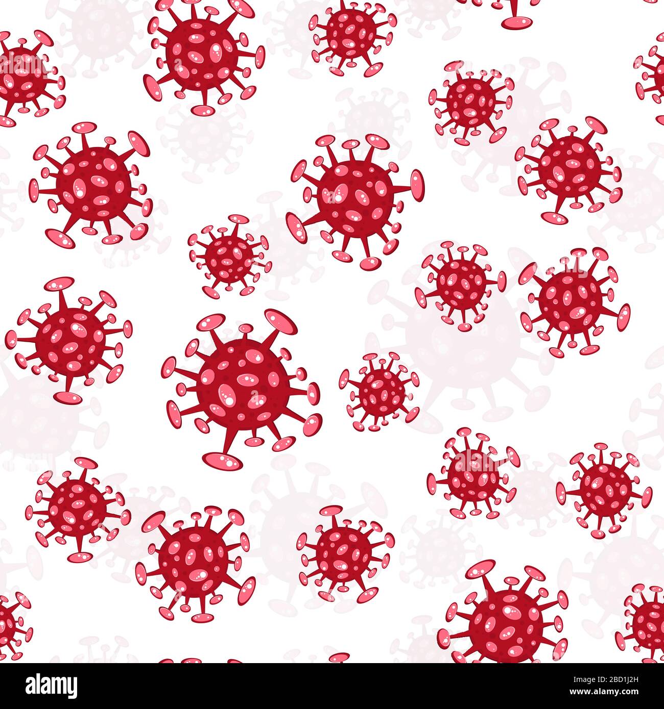 Seamless pattern on white. Cartoon concept coronavirus COVID-19 nCov ...