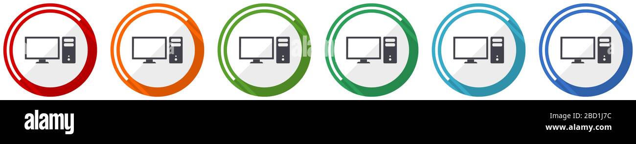 Computer icon set, monitor, screen, pc flat design vector illustration ...