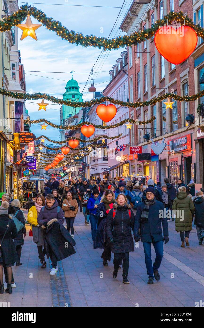Stroget Street at Christmas, Copenhagen, Denmark, Scandinavia, Europe Scandinavia At Christmas