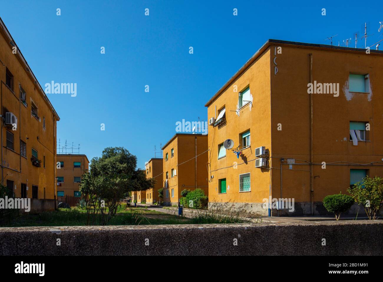 Popular houses of the fascist era, Latina (Littoria), Latina, Lazio, Italy, Europe Stock Photo