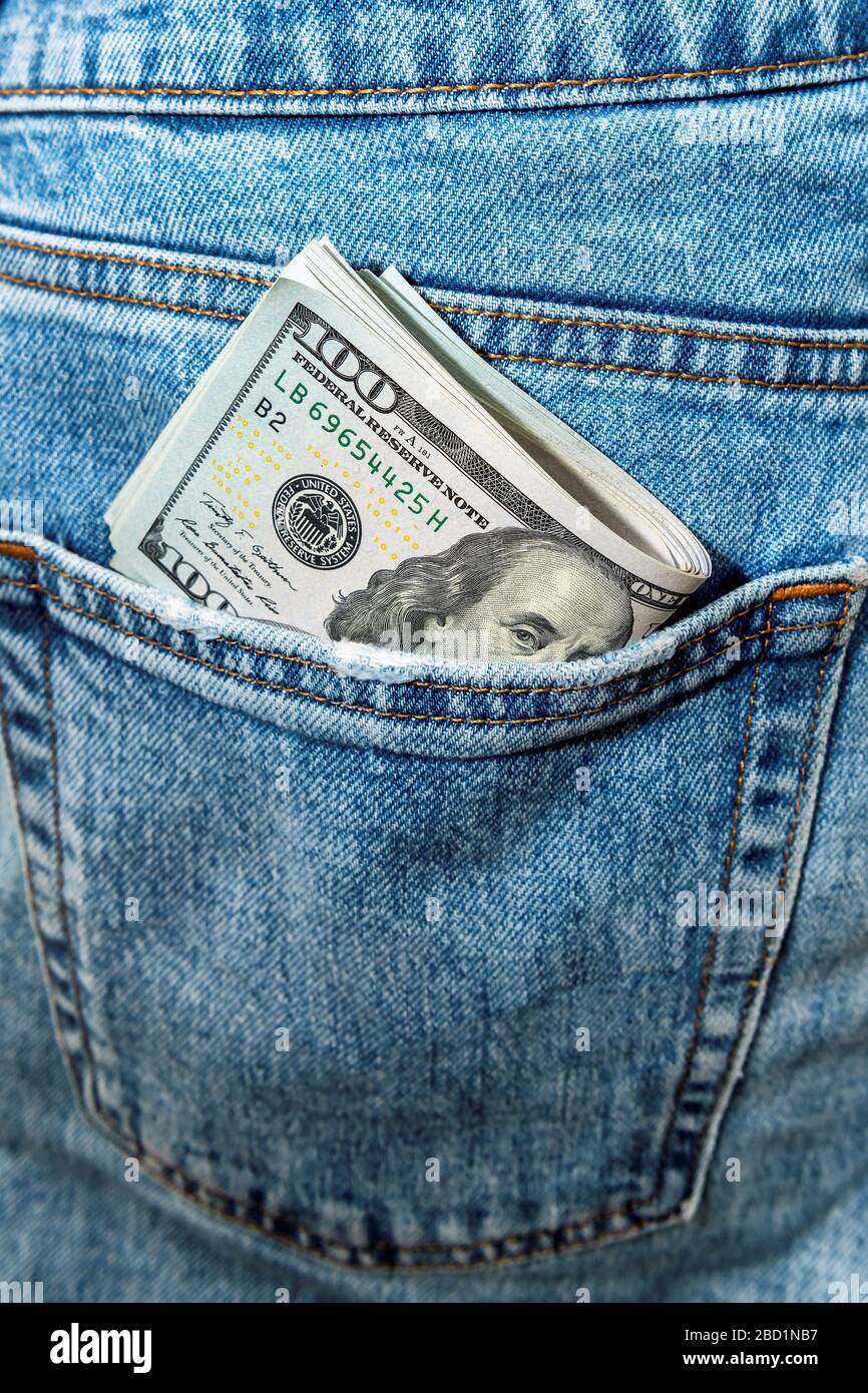 Cash money in pocket Stock Photo