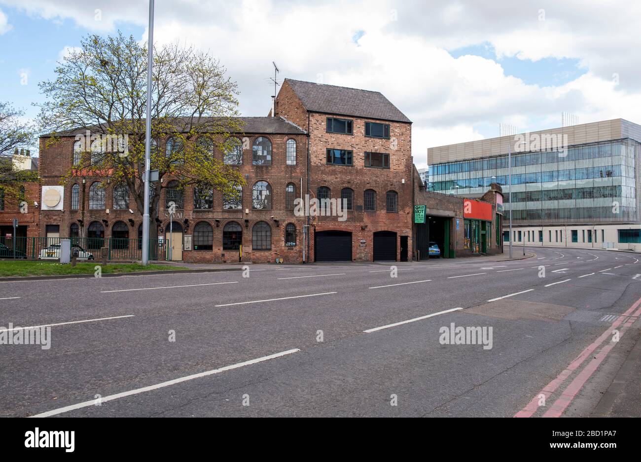 Lower Parliament Street leading to London Road, empty as part of the Covid-19 lockdown, April 2020 Nottingham England UK Stock Photo
