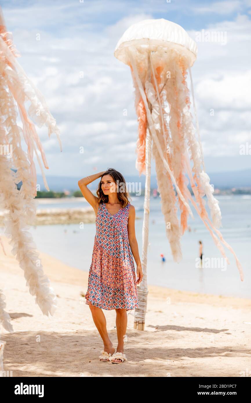 Woman at Sanur Beach, Bali, Indonesia, Southeast Asia, Asia Stock Photo -  Alamy