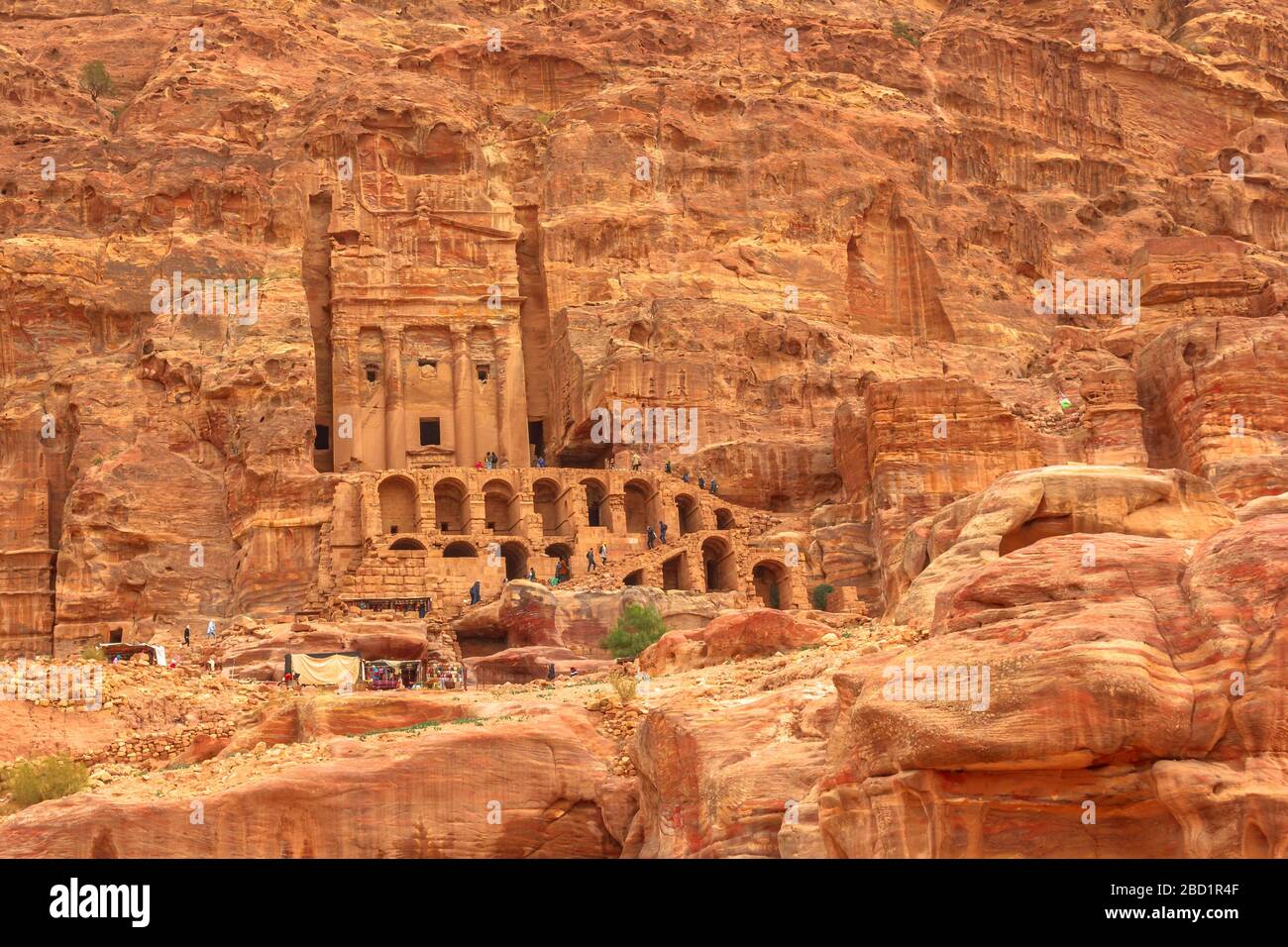 Roman soldier's tomb (Urn tomb) located in the side of the mountain known as al-Khubta, above Wadi Musa, Petra, UNESCO, Jordan, Middle East Stock Photo